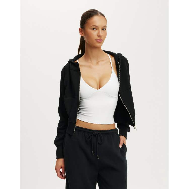 Cotton On Active raglan zip through hoodie in black | ASOS
