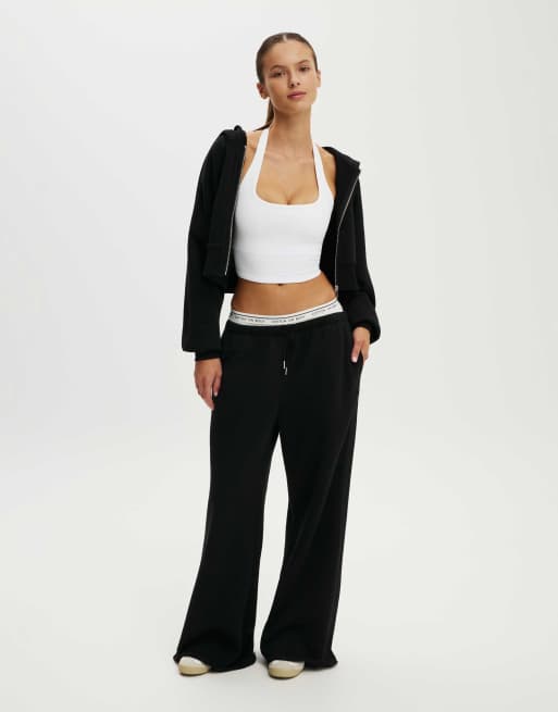 Cotton On Active raw edge zip through hoodie in black, 3 of 4