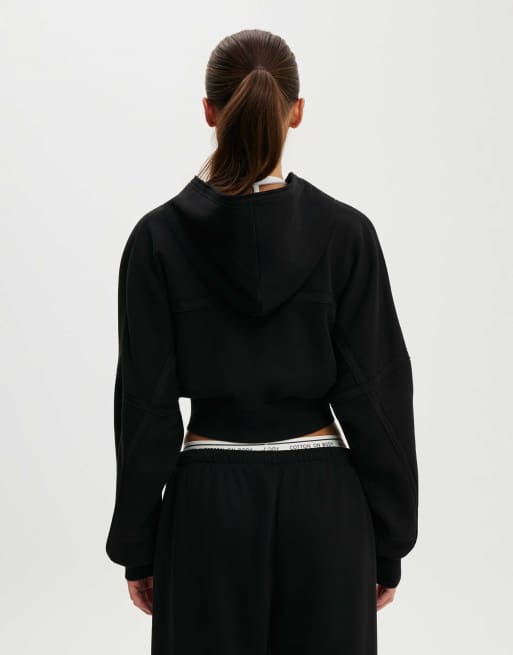 Cotton On Active raw edge zip through hoodie in black, 4 of 4