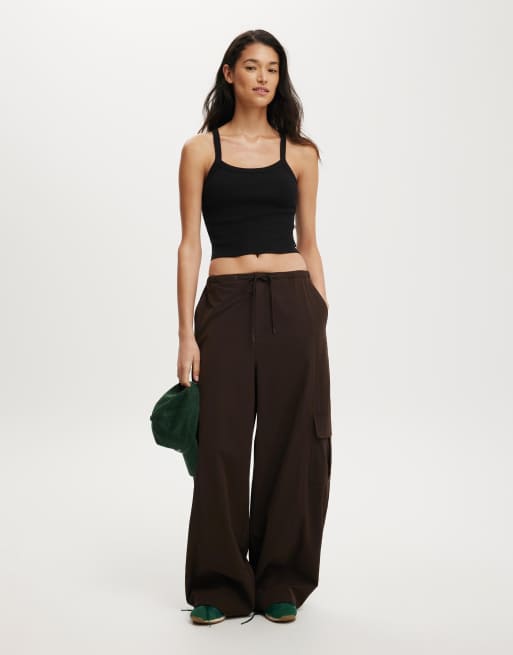 Cotton On Active rib t-bar cropped tank in black, 4 of 4