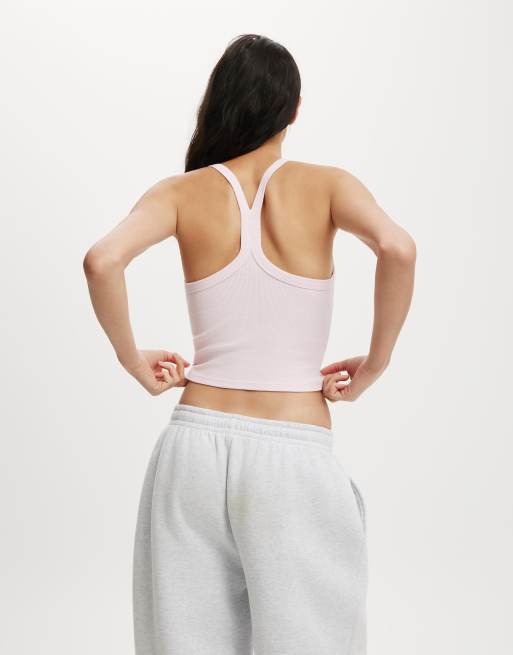 Cotton On Active rib t-bar cropped tank in pink, 3 of 4