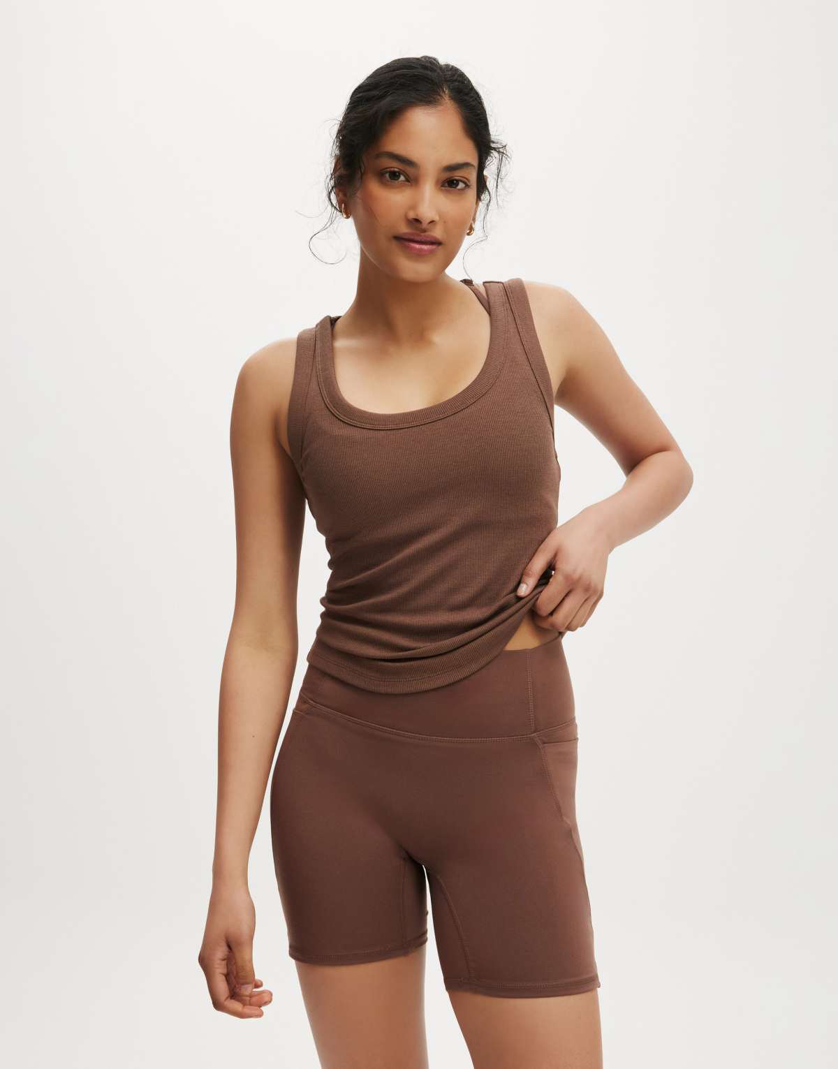 Cotton On Active rib tank in brown