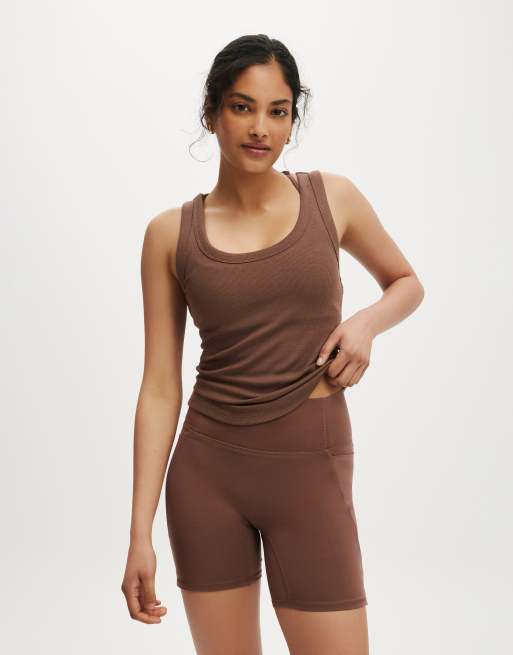 Cotton On Active rib tank in brown