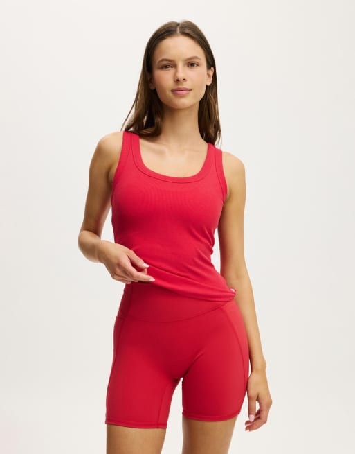 Cotton On Active rib tank in red