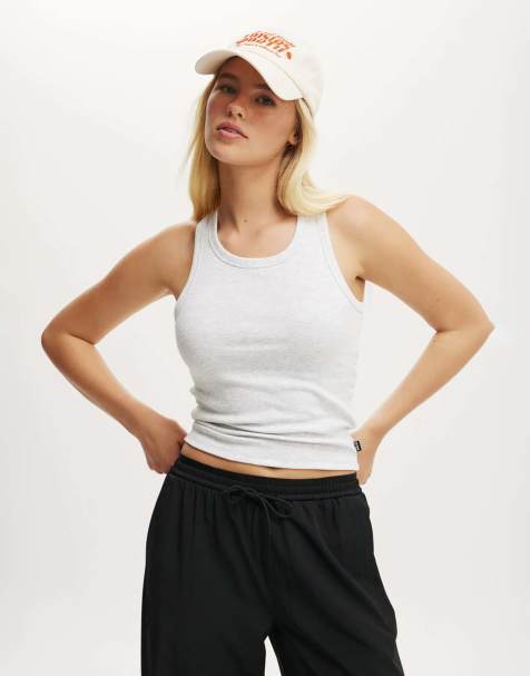 Cotton On active rib thin racer tank in grey - view 1