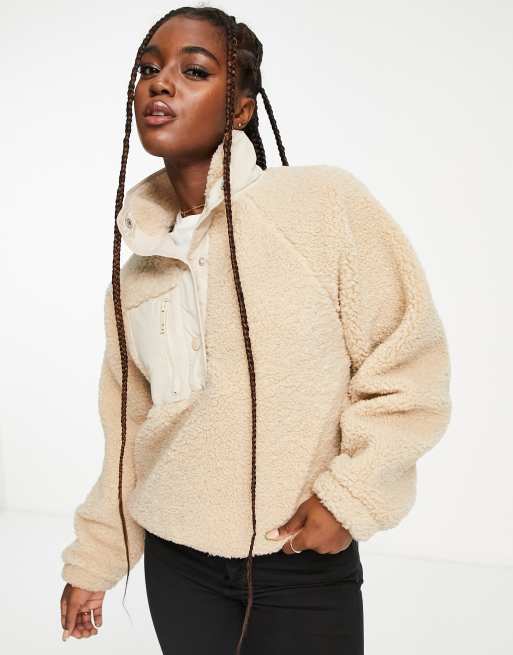 Cotton On Active sherpa sweatshirt in cream ASOS