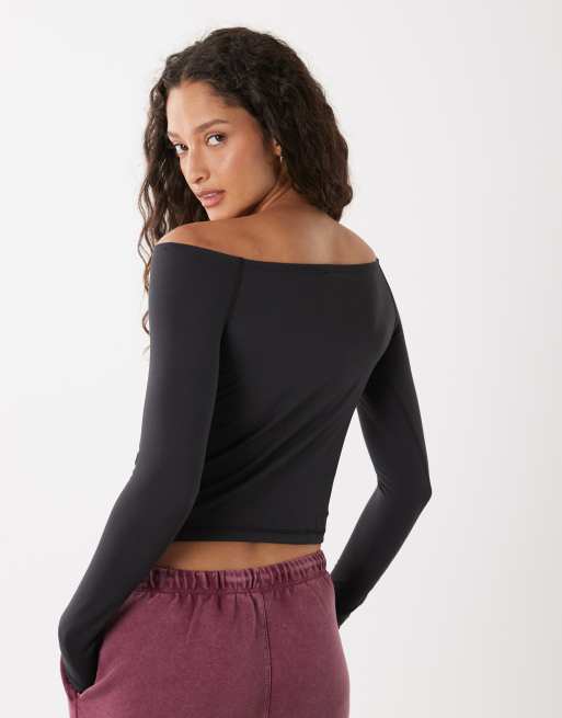 Cotton On - Active - Sort superblød offshoulder-top med lange ærmer, 4 af 4