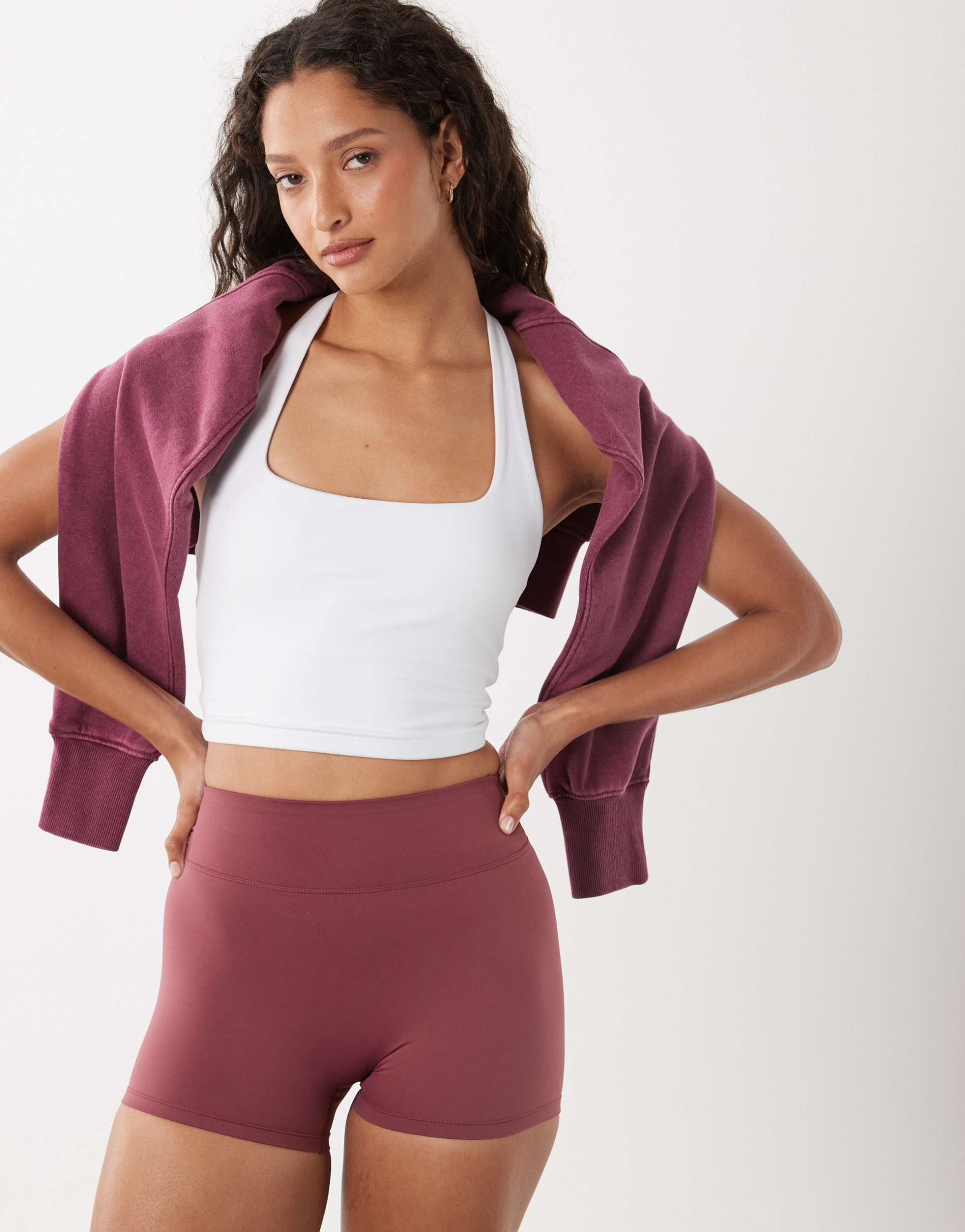 cotton on active ultra luxe dip back shorts in dusty rose
