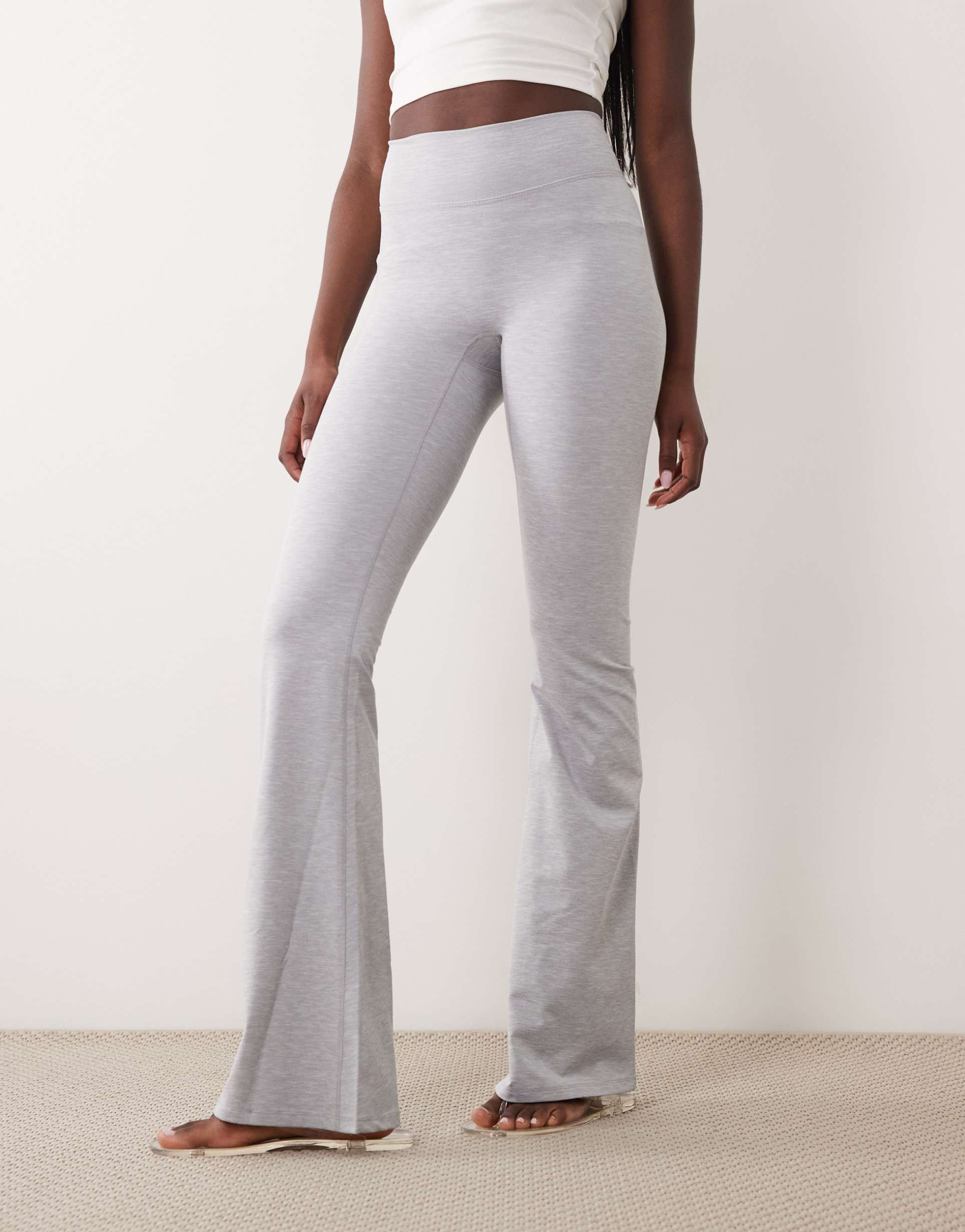 cotton on active ultra soft contour flare pants in light gray heather