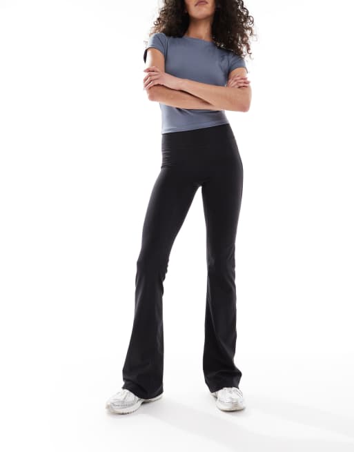Cotton On Active ultra soft roll over flare trouser in black, 2 of 5