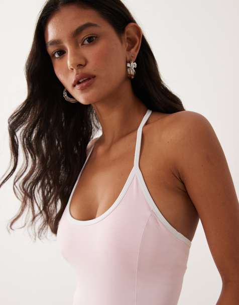 Cotton On Active ultra soft scoop halter tank in cherry dream - view 1