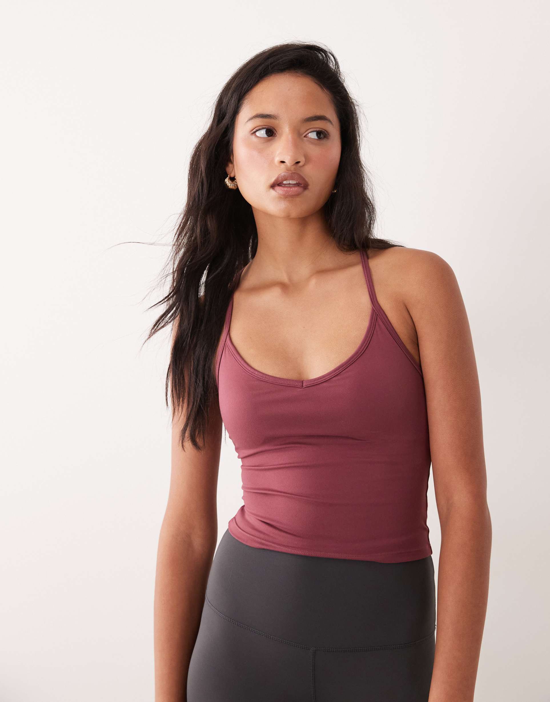 cotton on active ultra soft scoop neck racer back top in dusty rose