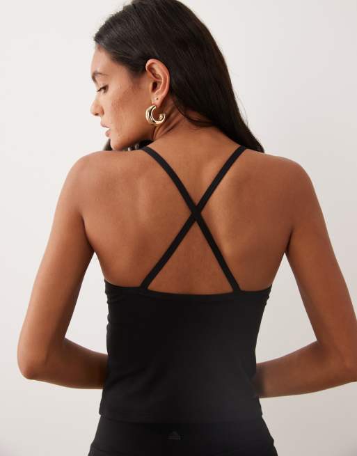 Cotton On active ultra soft tri crossback cami in black, 3 of 4