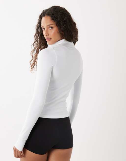 Cotton On Active ultra soft zip through jacket in white, 4 of 4