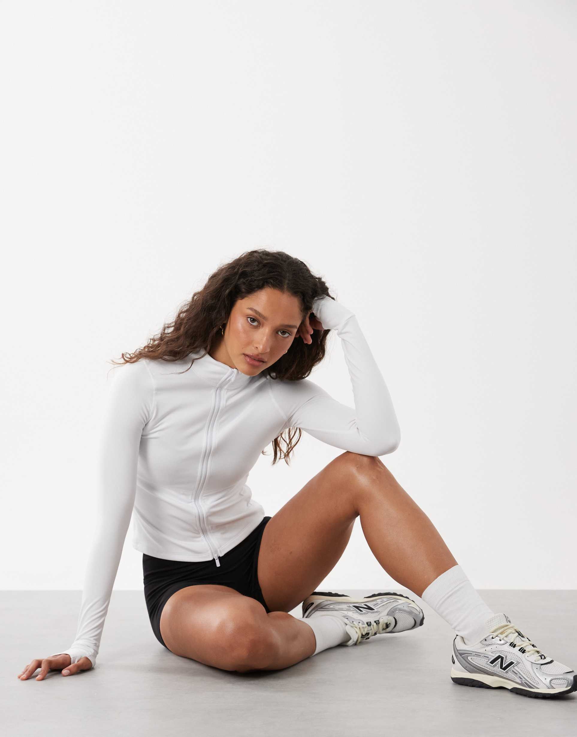 cotton on active ultra soft zip up jacket in white