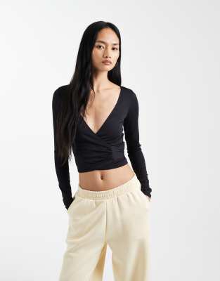 Cotton On Active Wrap Top In Black