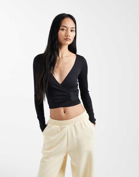 Cotton On active wrap top in black