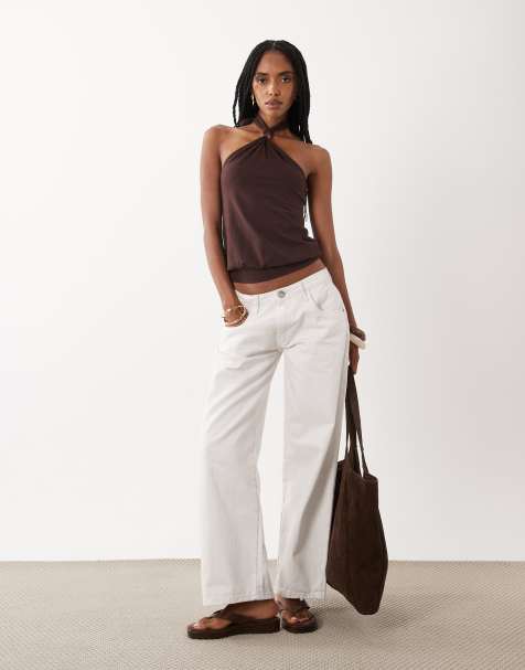 Cotton On Ada beaded halter in dark oak - view 1