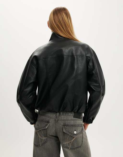 Cotton On Ada funnel neck bomber in black, 3 of 4