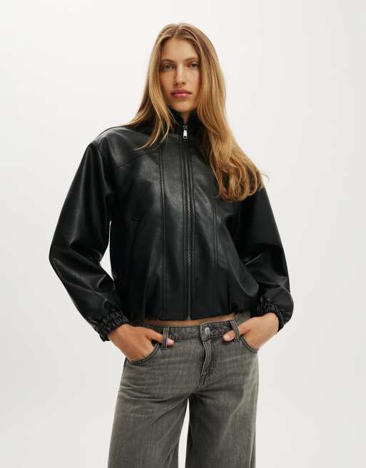 Cotton On Ada funnel neck bomber in black, 4 of 4
