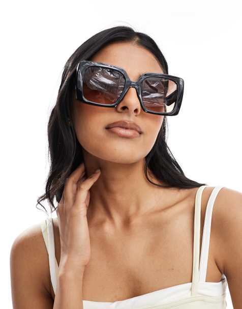 Cotton On Addison square oversized sunglasses in black - view 1