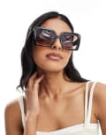 [Cotton:On] Cotton On Addison square oversized sunglasses in black-Multi One Size Black/brown