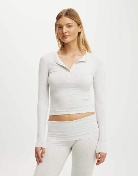 Cotton On Airy soft lounge henley in grey - view 1