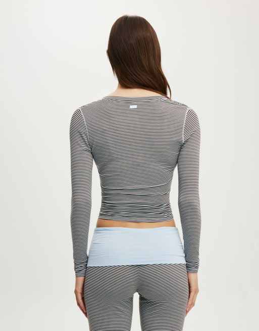 Cotton On Airy soft lounge henley in multi, 4 of 4