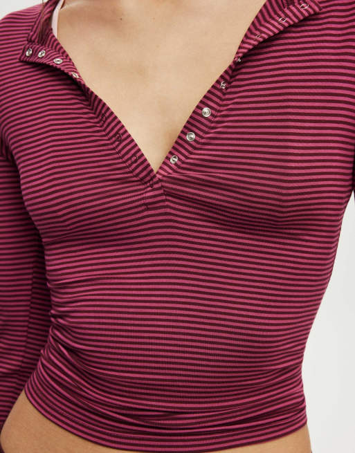 Cotton On Airy soft lounge henley in pink, 2 of 4