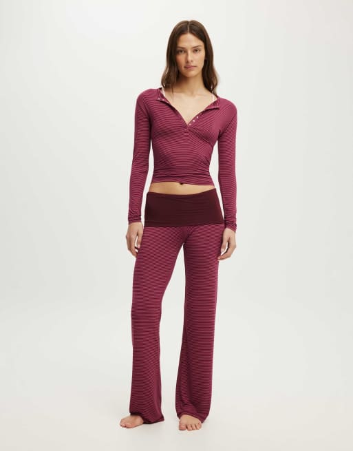 Cotton On Airy soft lounge henley in pink, 3 of 4