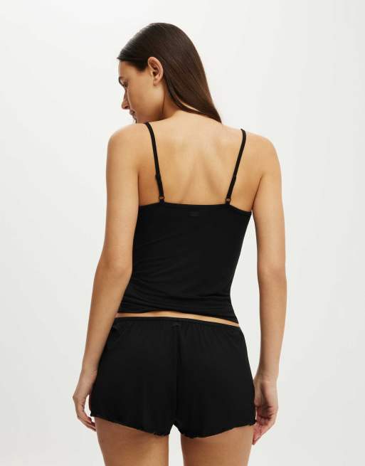 Cotton On Airy soft triangle cami in smooth black, 4 of 4