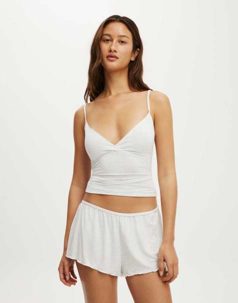 Cotton On Airy soft triangle cami in smooth light grey marle - view 1