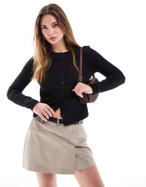 Cotton On - Ajourgebreid jersey vest met knoopsluiting in zwart - view 1
