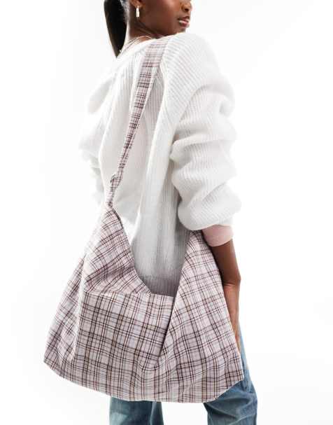 Cotton On – Alex – Rosarutig, slouchy toteväska i canvas med knutar - view 1