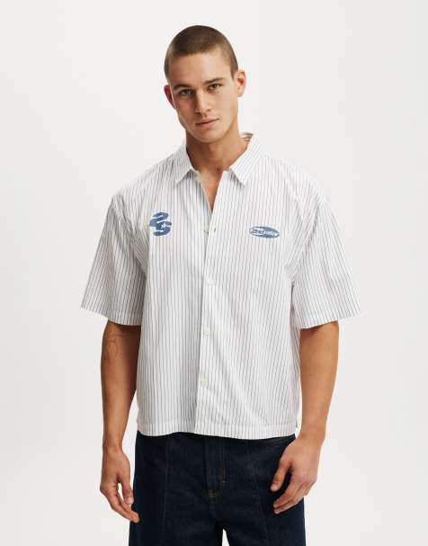 Cotton On Alex short sleeve shirt in white stripe - view 1