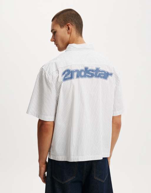 Cotton On Alex short sleeve shirt in white stripe, 4 of 4