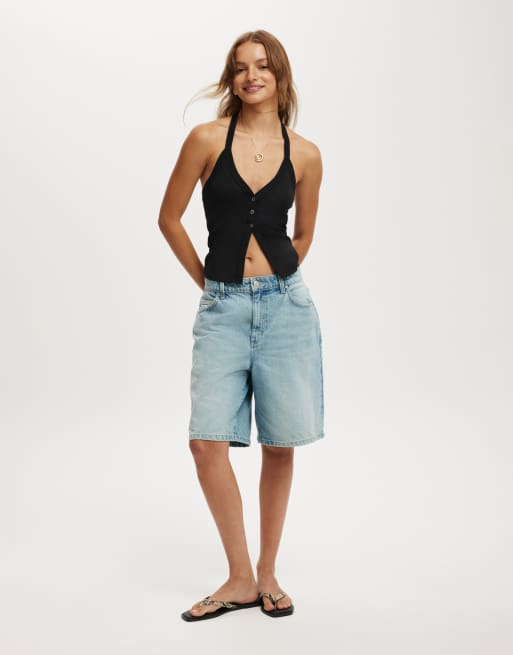 Cotton On Alexa button front halter in black  , 4 of 4
