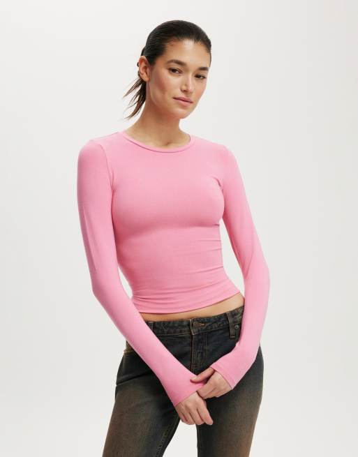 Cotton On All day crew long sleeve in pink