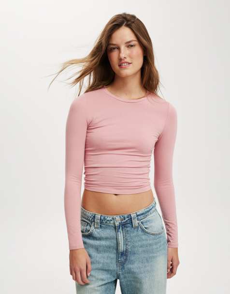 Cotton On all day crew long sleeve tee in pink - view 1