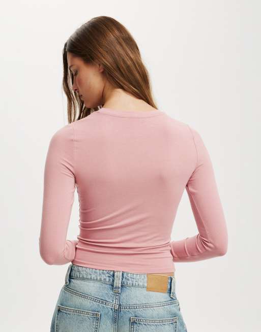 Cotton On all day crew long sleeve tee in pink, 3 of 4
