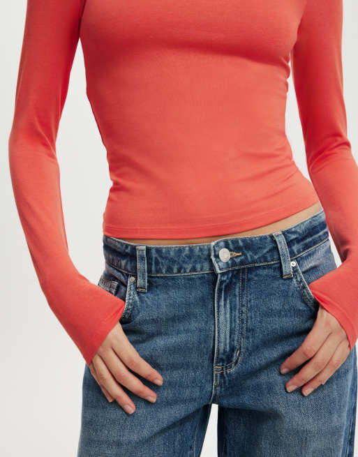 Cotton On All day crew neck long sleeve T-shirt in coral, 3 of 4