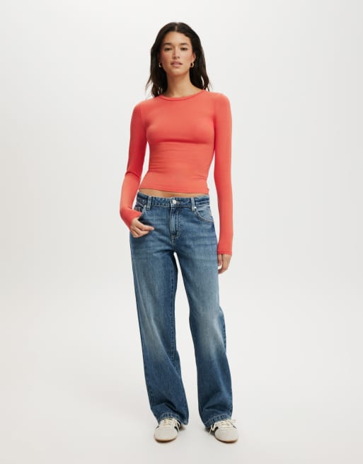 Cotton On All day crew neck long sleeve T-shirt in coral, 4 of 4