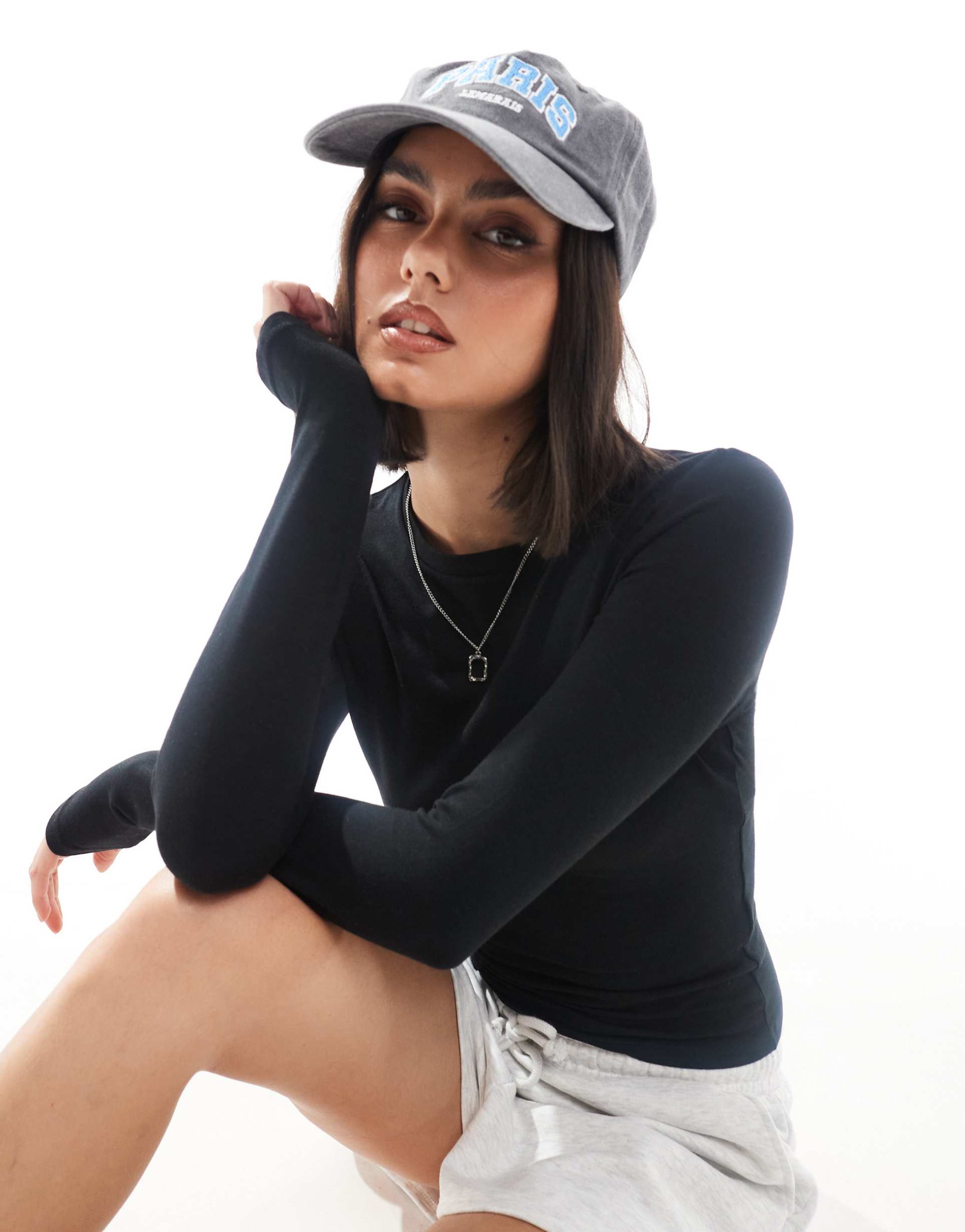 cotton on all day crew neck long sleeve top in black