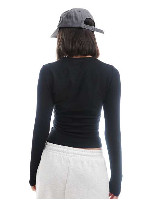 Cotton On all day crew neck long sleeve top in black, 2 of 4