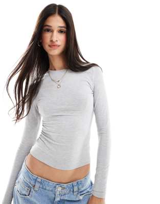 Cotton:on Cotton On All Day Crew Neck Long Sleeve Top In Gray