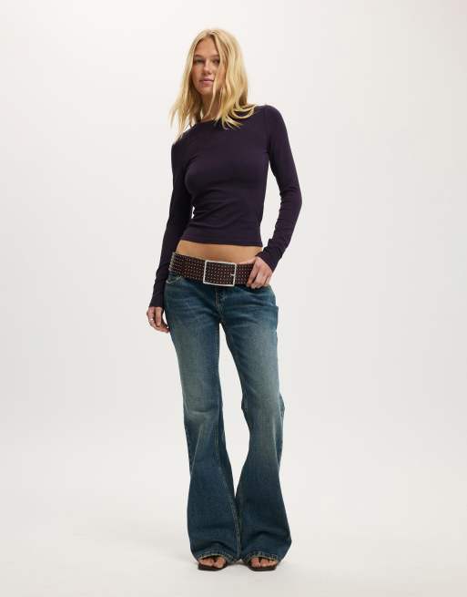 Cotton On all day crew neck long sleeve top in purple, 2 of 4