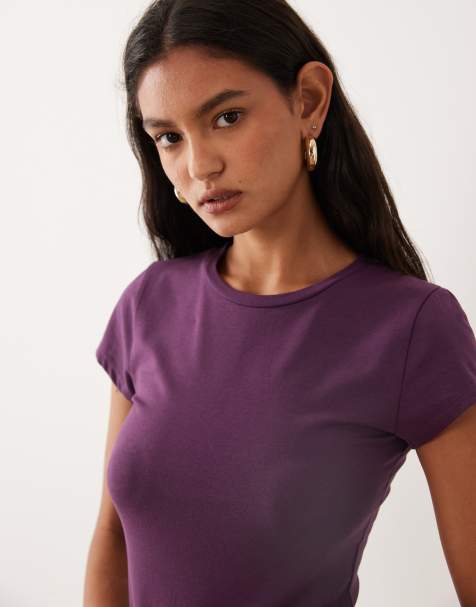 Cotton On All Day crew t-shirt in plum pulse - view 1