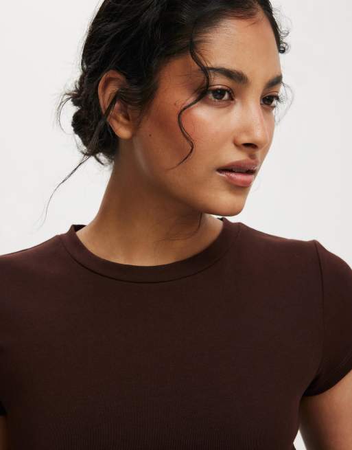 Cotton On All day crew tee in brown AUBURN ASOS