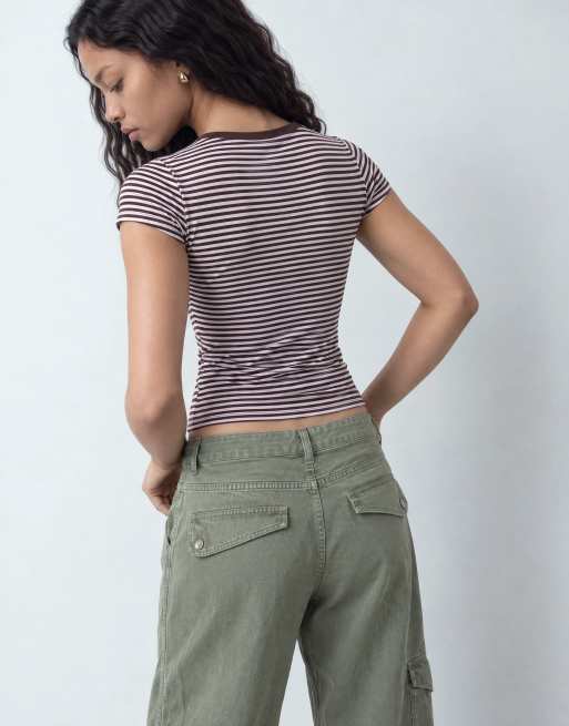 Cotton On all day crew tee in madi walnut stripe, 6 of 10