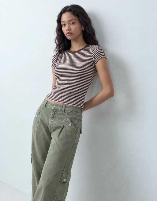 Cotton On all day crew tee in madi walnut stripe, 9 of 10